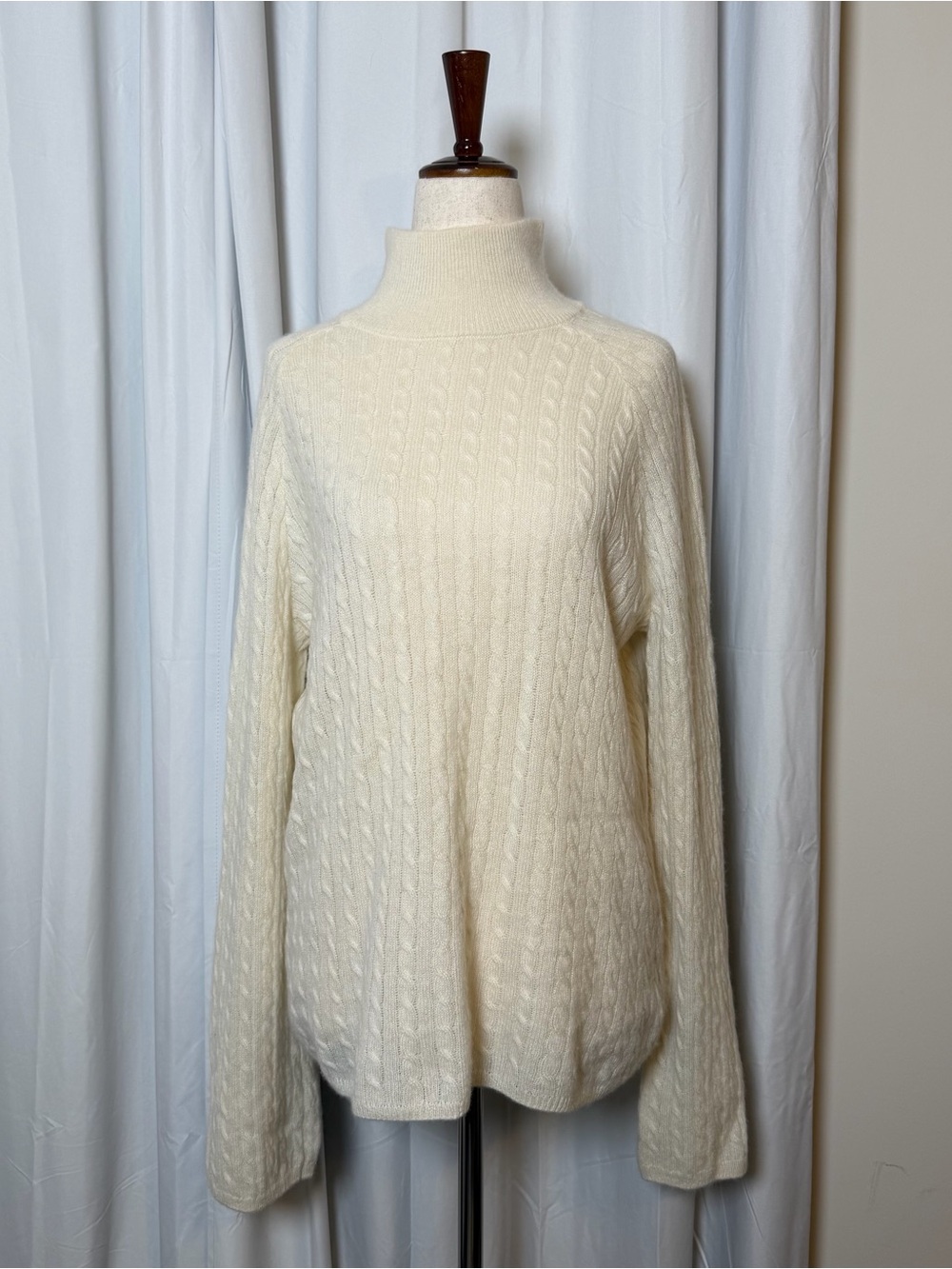 Reformation Garrett Cashmere Cable Turtleneck Cream Medium